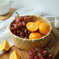 中式竹編收納筐手工編織水果籃客廳家用茶幾零食籃竹編籃子水果盤