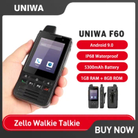UNIWA F60 Zello Walkie Talkie IP68 Smartphone Android 9 2.8 Inch 1GB+8GB Cellphone FM Radio 5300mAh 4G Mobile Phone With PTT GPS