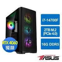 華碩B760平台[摩藤英雄]i7-14700F/16G/RTX 4060/2TB_M2