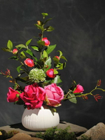 玫瑰花陶瓷花瓶仿真花客廳裝飾品擺放  萬事屋 雙十一購物節