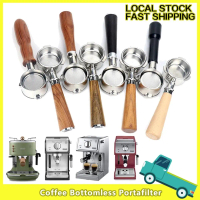 Espresso Coffee Machine Naked Portafilter Stainless Steel Wood Handle Bottomless 51mm