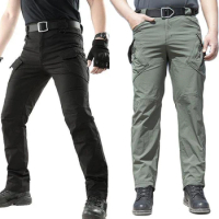 High Quality Men’s Waterproof Ripstop Military Training Pants, Slim-fit Multipocket Cargo Pants,Stylish Quick Dry Hiking Pants;
