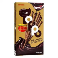 Snack Lotte Toppo Double Flavor Crispy Pretzel Box Vanilla Choco, Cocoa Chocolate, Vanila Strawberry