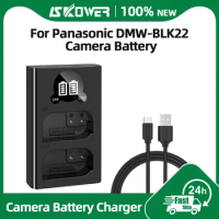 SKOWER DMW-BLK22 Dual LED USB Battery Charger For Panasonic LUMIX DC-S5 DC-S5 II DC-S5 IIX GH5 II GH6 S5II S5IIX S5M2 Camera