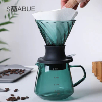 Swabue Hand Brewed Drip Coffee Maker Filter Cup Pot High Borosilicate Glass Hand Blown Kettle with Handle Pour Over Dipper Set