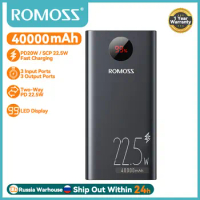ROMOSS Power Bank 40000 mAh 22.5W External Battery PD20W Fast Charging 40000mAh Powerbank For Xiaomi 14 xiaomi 13 iphone HUAWEI