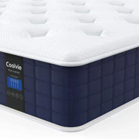 Coolvie Queen Mattress, 10 Inch Hybrid Mattress Queen Size, Individual Pocket Springs with Memory Foam, Bed in a Box