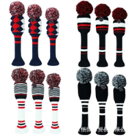Golf Wood Club Headcover with Number Tag, Knitted Fabric, Fairway Driver, Fairway Hybrid, Number 135, 3, 4, 5, 7, X, 4 Pcs Set