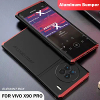 Shockproof Metal Shockproof Case For Vivo X90 Pro Case Luxury Aluminum Frame Cover For Vivo X80 Pro X90 Matte PC Backplate Funda