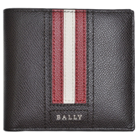 BALLY TRASAI 經典字母LOGO直紋八卡對折短夾(咖啡色)