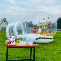 3M/10ft Inflatable Bubble House with Trampoline Clear Dome PVC Tent with Blower Kids Jumping bed Party Event Commercial Rental
