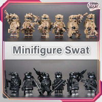6pcs Mainan Minifigure Tentara Military Swat Team Minifigures Orang Tentara Swat Soldier With Gun