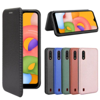 For Samsung Galaxy A01 SM-A015F Case Carbon Fiber Flip Leather Case For samsung galaxy A 01 A105 Glo