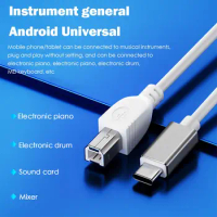 Type C to USB 2.0 Printer Cable High-Speed Printer Cord for Electronic Organ Digital Piano MIDI Controller ADC Decoder