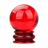 聚緣閣合成紅水晶球擺件玻璃球透明圓球客廳家居工藝品大小號擺設
