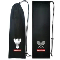 Drawstring Pocket Badminton Racket Bag Flannel Cover Large Capacity Badminton Storage Case Protective Sleeve 2 Rackets