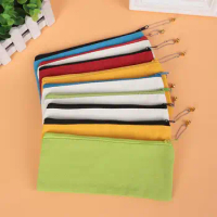 Blank Canvas Zipper Pencil Bags Solid Pencil Cases Pen Pouch Stationery Case Clutch Bag Organizer Bag Storage Bags SN3390