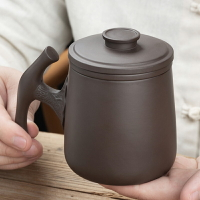紫砂茶杯帶蓋喝茶水分離純手工內膽過濾男士把手個人定制泡茶杯子