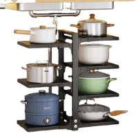 Kitchen sink pot rack, stainless steel multi-layer frying pan, rice cooker storage rack