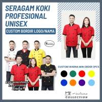 Baju koki Baju Chef Seragam Koki profesional Pria wanita ( unisex ) Bisa Custom Warna ,Bordir Nama d