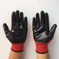 1Pairs Safety Gloves With Knitted Red Nylon Dipped PU Nitrile Coated Palm Security Protective Work Gloves