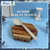 (ISI 100 BIJI) Sendok Makan Platik Putih Susu TENTEN / Senduk Sekali Pakai / Spoon / Kuat / Murah