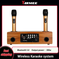 YARMEE Professional Echo Wireless Karaoke Singing System include 2Channel Microphone Bluetooth Speaker Amplifier For Home KTV