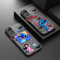 Happy Stitch Phone Case For Redmi Note 11 12 13 9 Pro Plus 10 Lite 9S 12S K40 12C 10 9 9S Hard Matte Shell Silicone Frame Funda