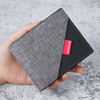 Men's short canvas wallet, men's small wallet, men's leather wallet, men's ultra-thin wallet, card b