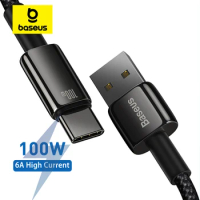 Baseus 100W USB Type C Cable For Samsung Pro Fast Charging Wire USB-C Charger Data Cord For Huawei P30 Realme Oneplus Poco F3