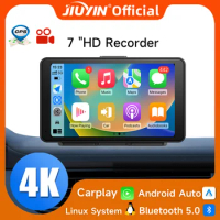 JIUYIN 7" Universal 4K Dash Driving Recorder Camera Carplay &amp; Android Auto Smart Player With Voice Control Dash Cam