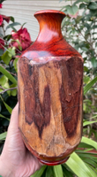 整木大紅酸枝紅木花瓶 酸枝木帶樹皮花瓶 古典中式花瓶