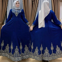 Gamis Raina Hindi (FREE RANDOM Cepol / Hijab) Bordir Mewah Dress permata Muslim Lebaran Pesta