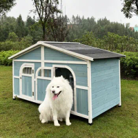 Luxury Design Kennel Cage Solid Wood Ample Space Pleasantly Cool Ventilate Kennel Dog House Castle Los Perros Dog Supplies LVKC