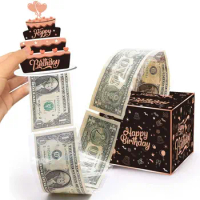 New Birthday Cash Pull Gift Box Money Pulling Box Cash Gift Box Cash Black Money Clip Funny Surprise Birthday Cake Decoration