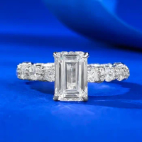 Live New S925 Sterling Silver 6 * 9 White Diamond Sugar High Grade Classic Fashion Ring for Women