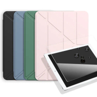 【VXTRA】2025/2024 iPad Air7/Air6 11吋 共用 氣囊防摔 Y折三角立架皮套 內置筆槽+9H玻璃貼(合購價)
