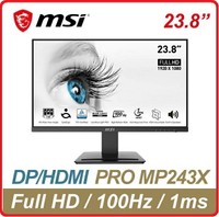 MSI 微星 PRO MP243X 23.8吋 100Hz 美型護眼商務螢幕
