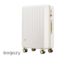 【Bogazy】雅典美爵 29吋鏡面光感海關鎖可加大行李箱(奶油白)