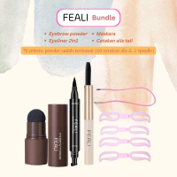 FEALI Special Bundle [4 PCS] Make Up On Point Best Seller - (Eyebrow Powder, Cetakan Alis Instan Den