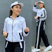 SKY - READY! Baju Senam Setelan Aerobic Zumba Lapangan Cycling Hijab Muslimah Panjang Training Putih