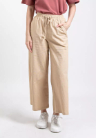 FOREST Forest Ladies Stretchable Cotton Linen Elastic Waist Wide Leg Pants Women Long Pants | Palazzo - 810473-13Khaki