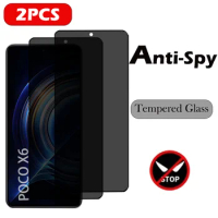 2PC Privacy Tempered Glass For Xiaomi Poco X6 X5 F5 Pro Anti Spy Screen Protector For Poco M5 Glass