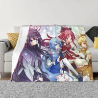 Puella Magi Madoka Magica Anime Blanket Flannel Decoration Kyoko Sakura With Homura Akemi Portable Home Bedspread