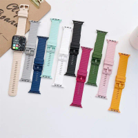 สายซิลิโคนสำหรับสมาร์ทวอทช์ เข้ากันได้กับ iWatch 38mm, 40mm, 42mm, 44mm, 41mm, 45mm และ 49mm, ลายหยั