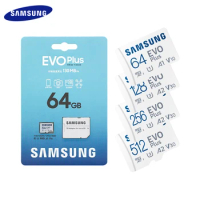 SAMSUNG MicroSD Memory Card EVO Plus 512GB 256GB 128GB 64GB U3 V30 A2 Micro SD Card with Adapter Max 130Mb/s microSDXC TF Cards