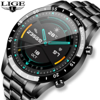 LIGE 2020 New Smart Watch Mens Full Touch Screen Sport Fitness Smart Watches Heart Rate Blood Pressure Monitoring smartwatch men