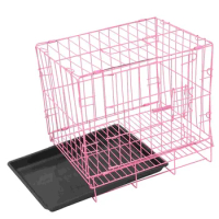 Folding With Toilet Dog Cage Poodle Small And Medium Dog Cat Cage Rabbit Cage Pet Cage(Pink)
