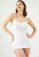 EROS Pack of 2 White Tanktop, Slim Fit, Thin Straps Underwear for Women