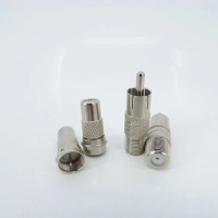 ขั้วต่อปลั๊กแจ็ค F-type ชายและหญิงถึง RCA, 10 ชิ้น, ตัวแปลงโคแอกเชียล RF, ตัวแปลงโคแอกเซียล, วัสดุโล
